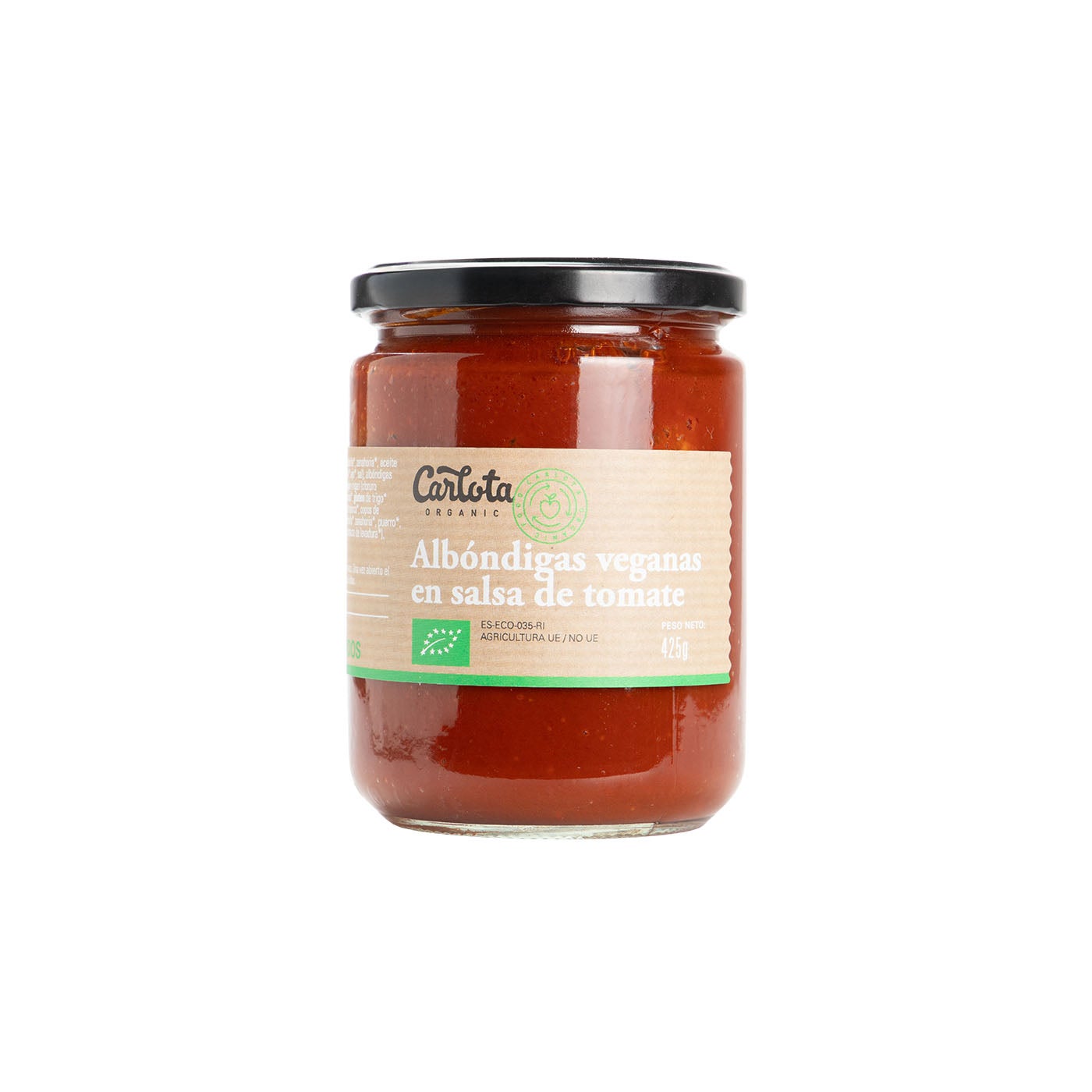 Albóndigas veganas en salsa de tomate 425g Carlota Organic