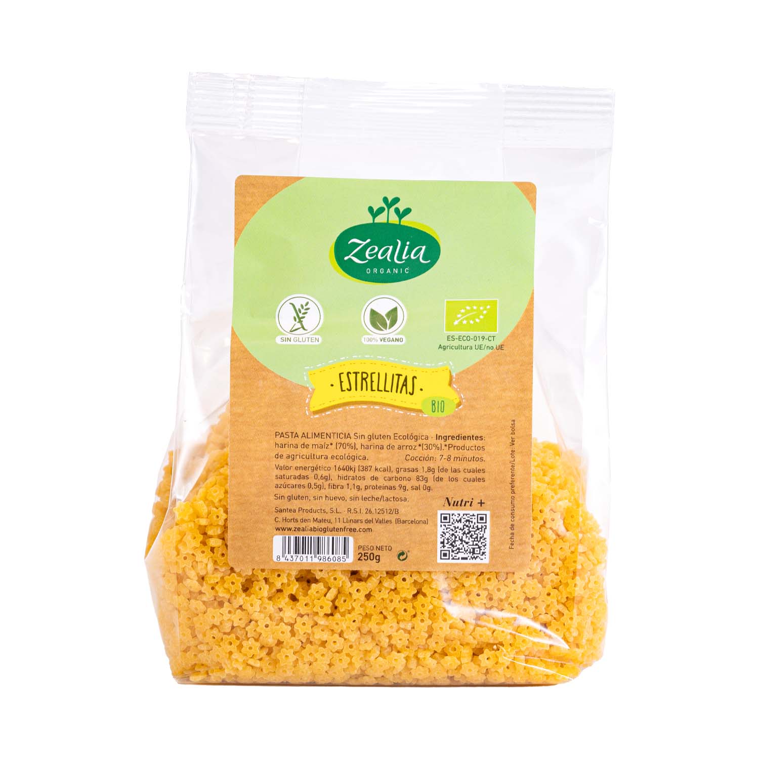 Pasta con Forma de Estrellitas Bio Sin Gluten 250g Zealia