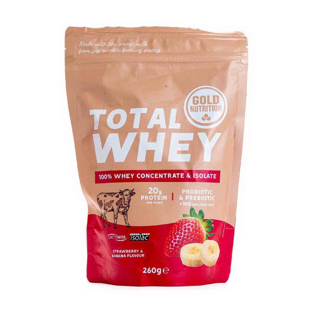 Total Whey Proteína de frambuesa y plátano 260g Goldnutrition