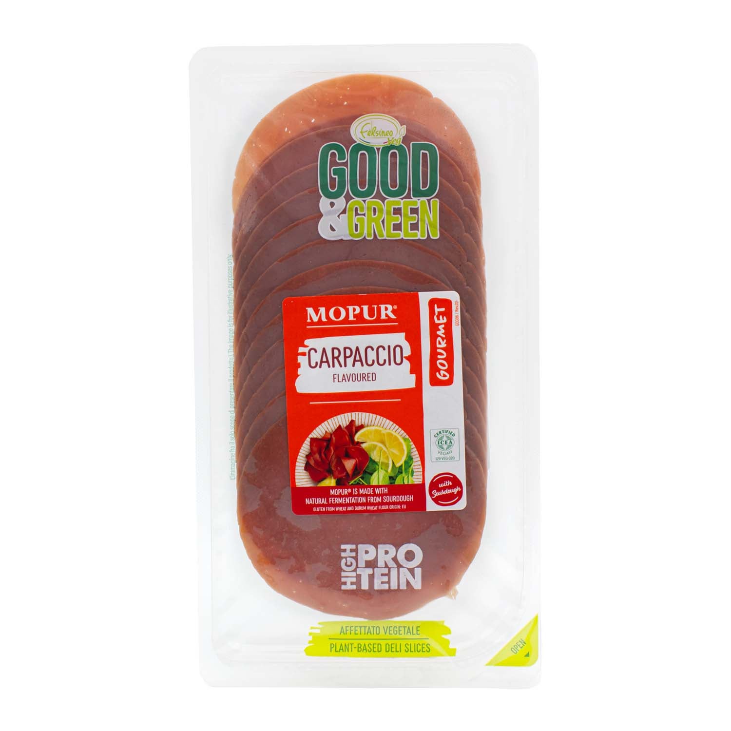 Lonchas veganas con sabor a carne salada 90g Good&Green