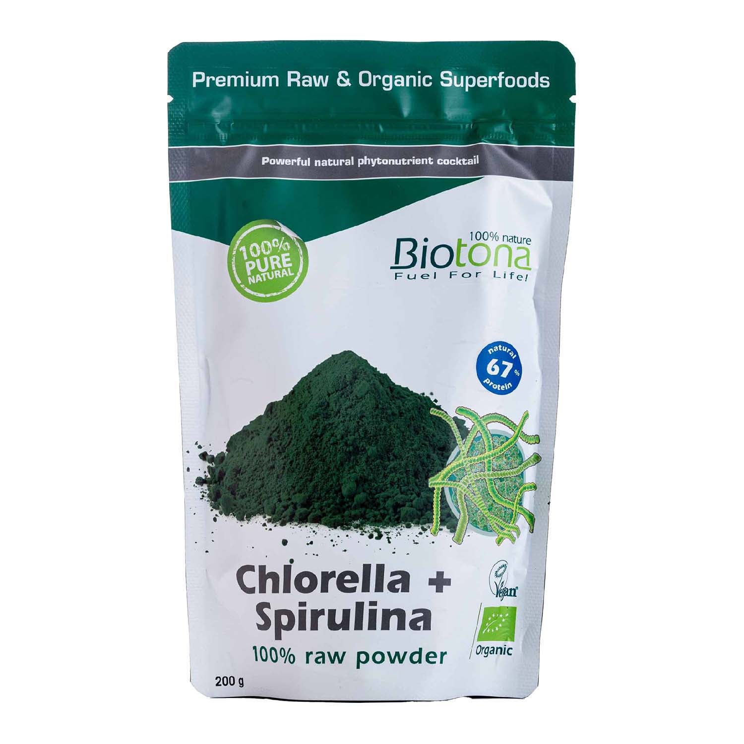 Chlorella Spirulina Raw Bio 200g Biotona