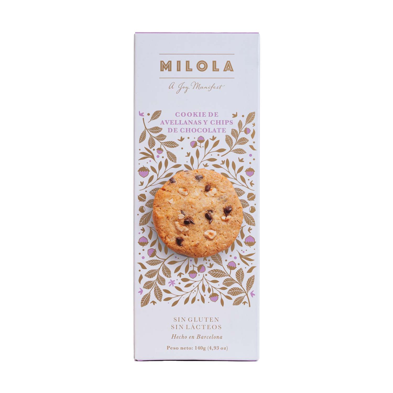 Galletas sin gluten con avellana y chips de chocolate 140g Milola
