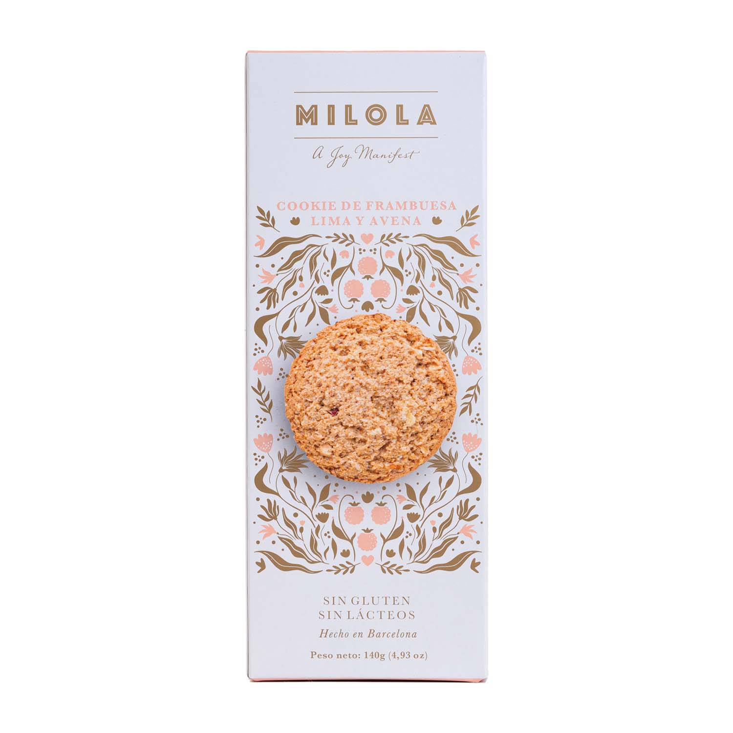 Galletas sin gluten con frambuesa, lima y avena 140g Milola