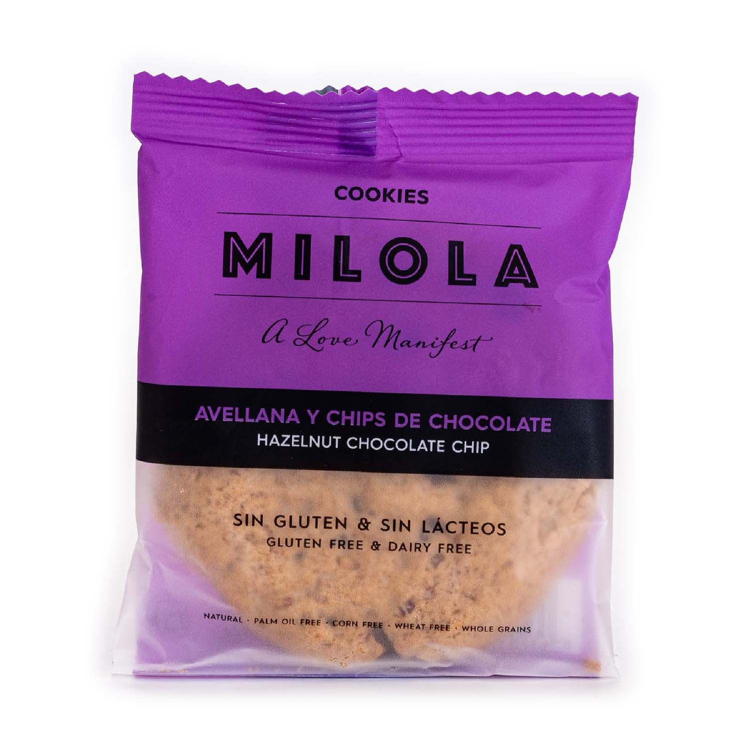 Cookie sin gluten con avellana y chips de chocolate 50g Milola