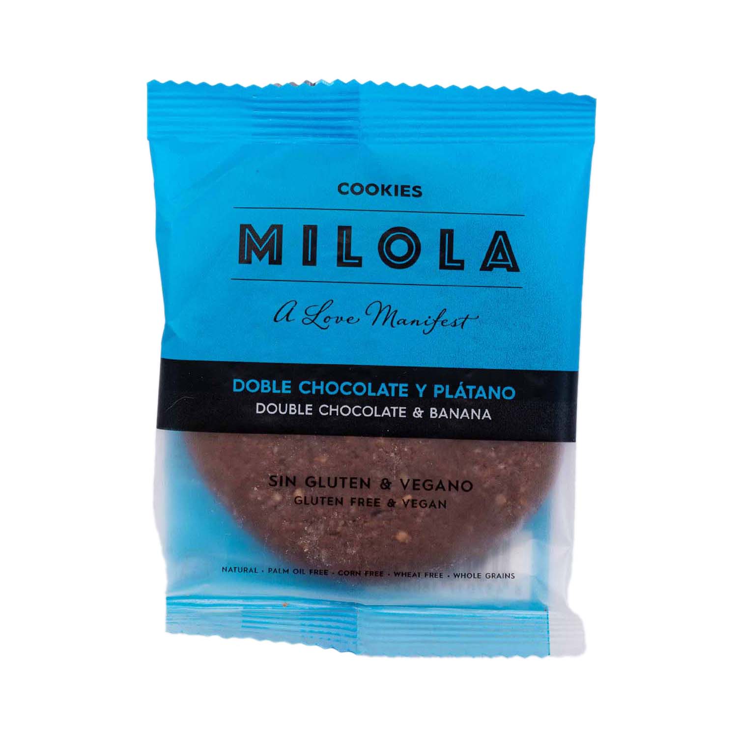 Cookie sin gluten con doble chocolate y plátano 50g Milola