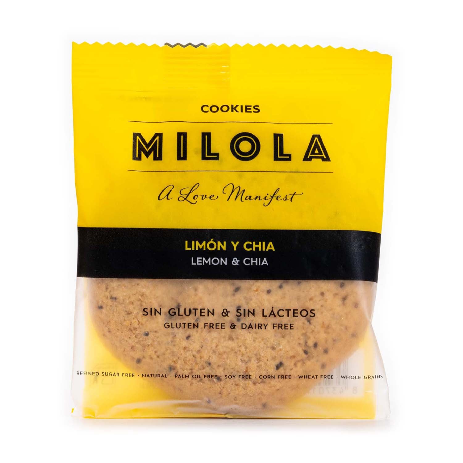 Cookie sin gluten con limón y semillas de chía 50g Milola