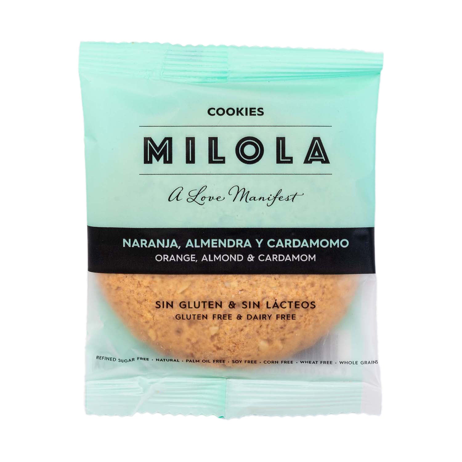 Cookie sin gluten con naranja, almendra y cardamomo 50g Milola