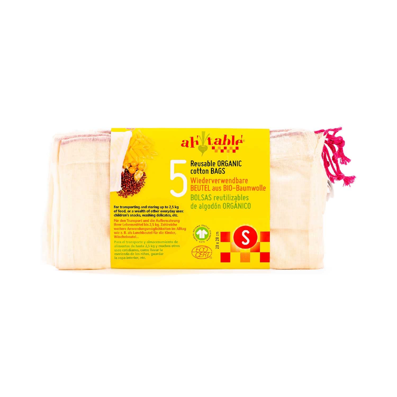 Bolsa reutilizable para cereales y legumbres 5uds Ecodis