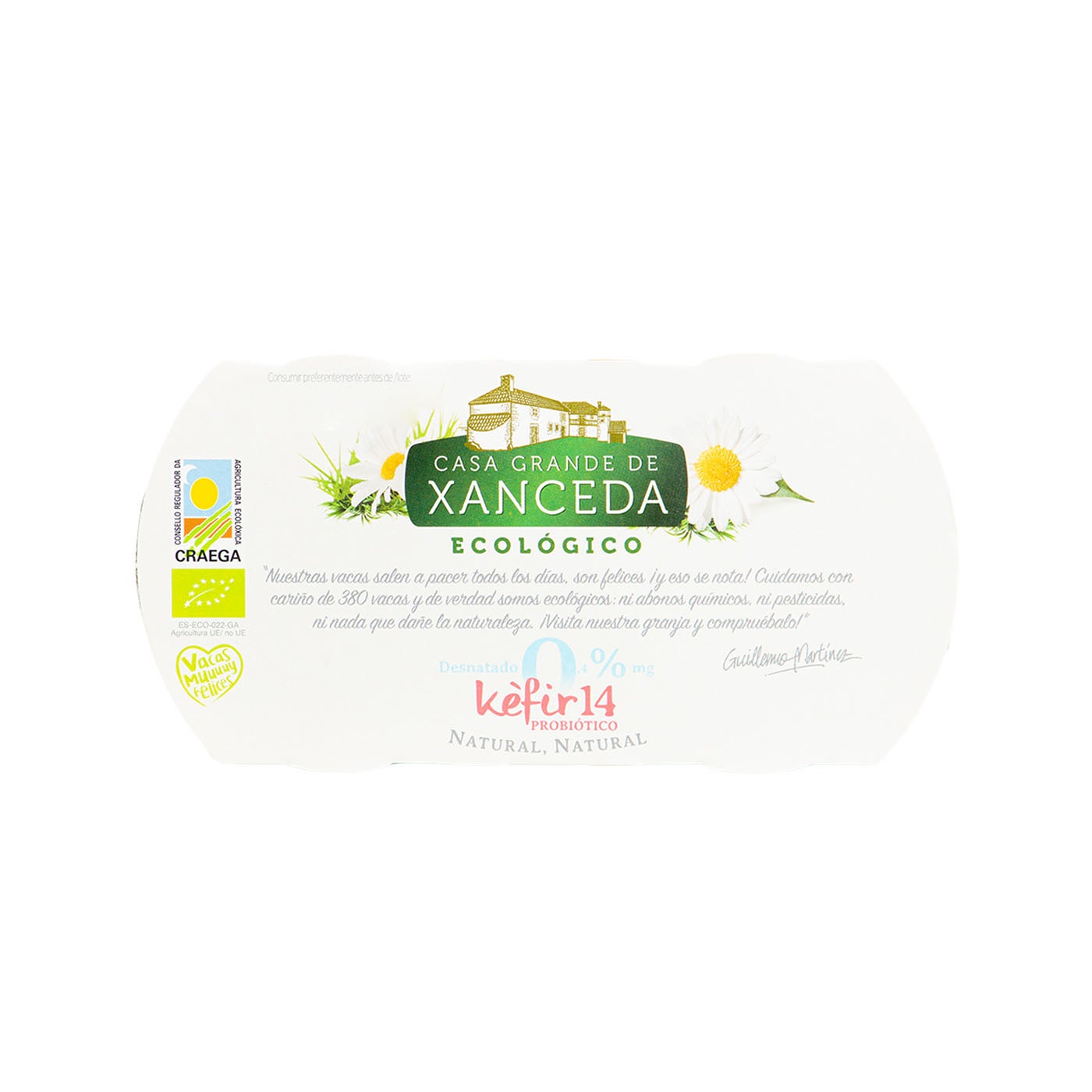 Kéfir cremoso natural desnatado 2uds Casa Grande De Xanceda