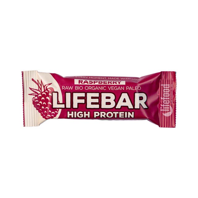 Barrita de proteína con sabor a frambuesa Lifebar 47g Lifefood