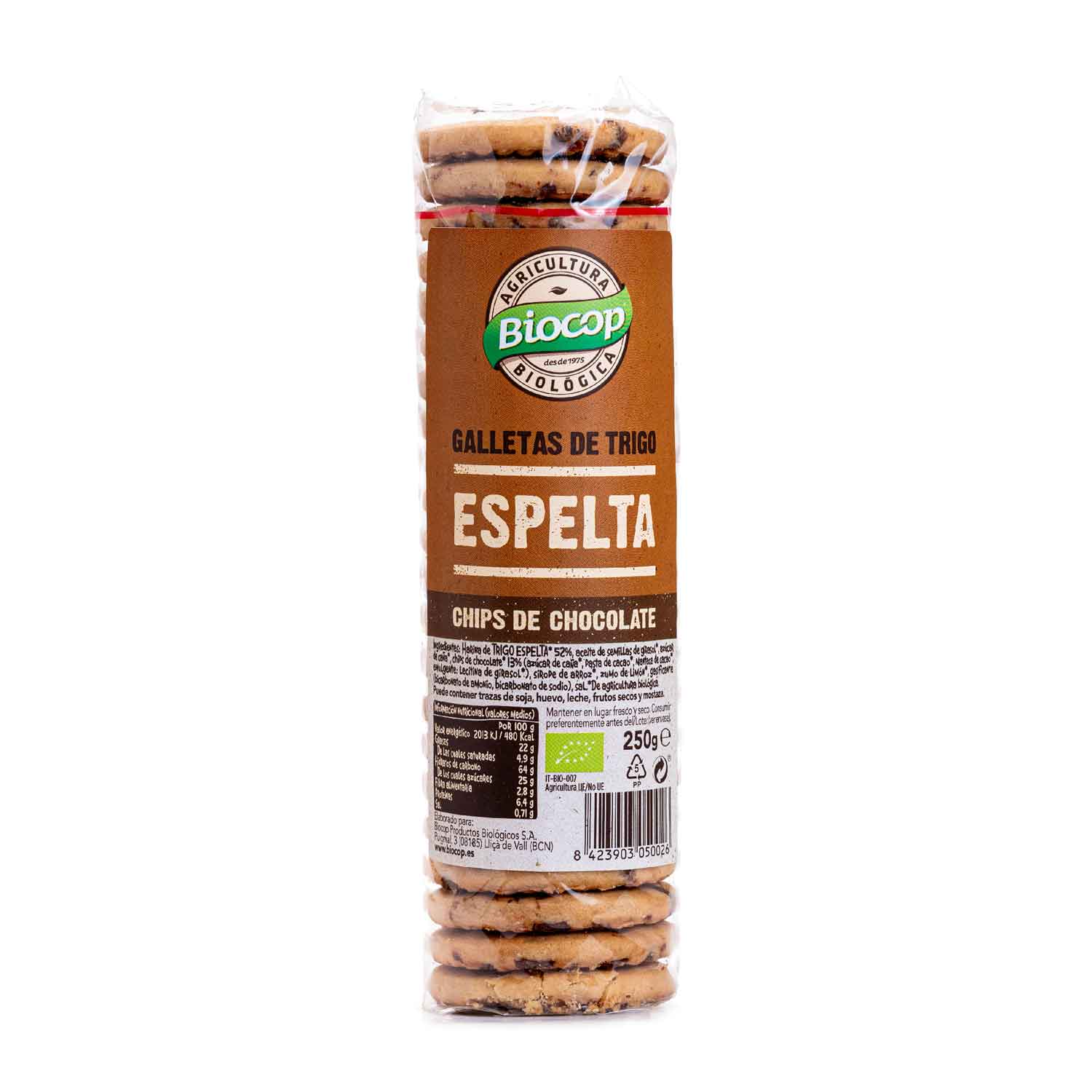 Galleta de espelta y chips de chocolate 250g Biocop