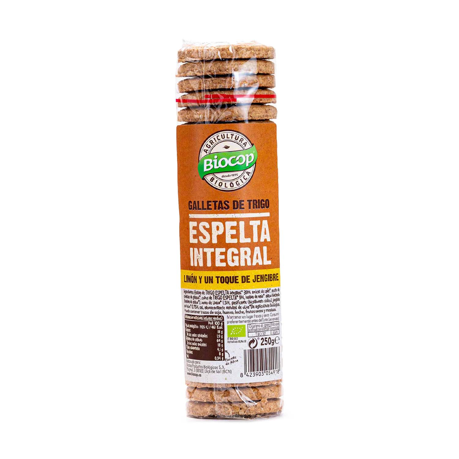 Galleta de Espelta Integral con Limón y Jengibre 250g Biocop