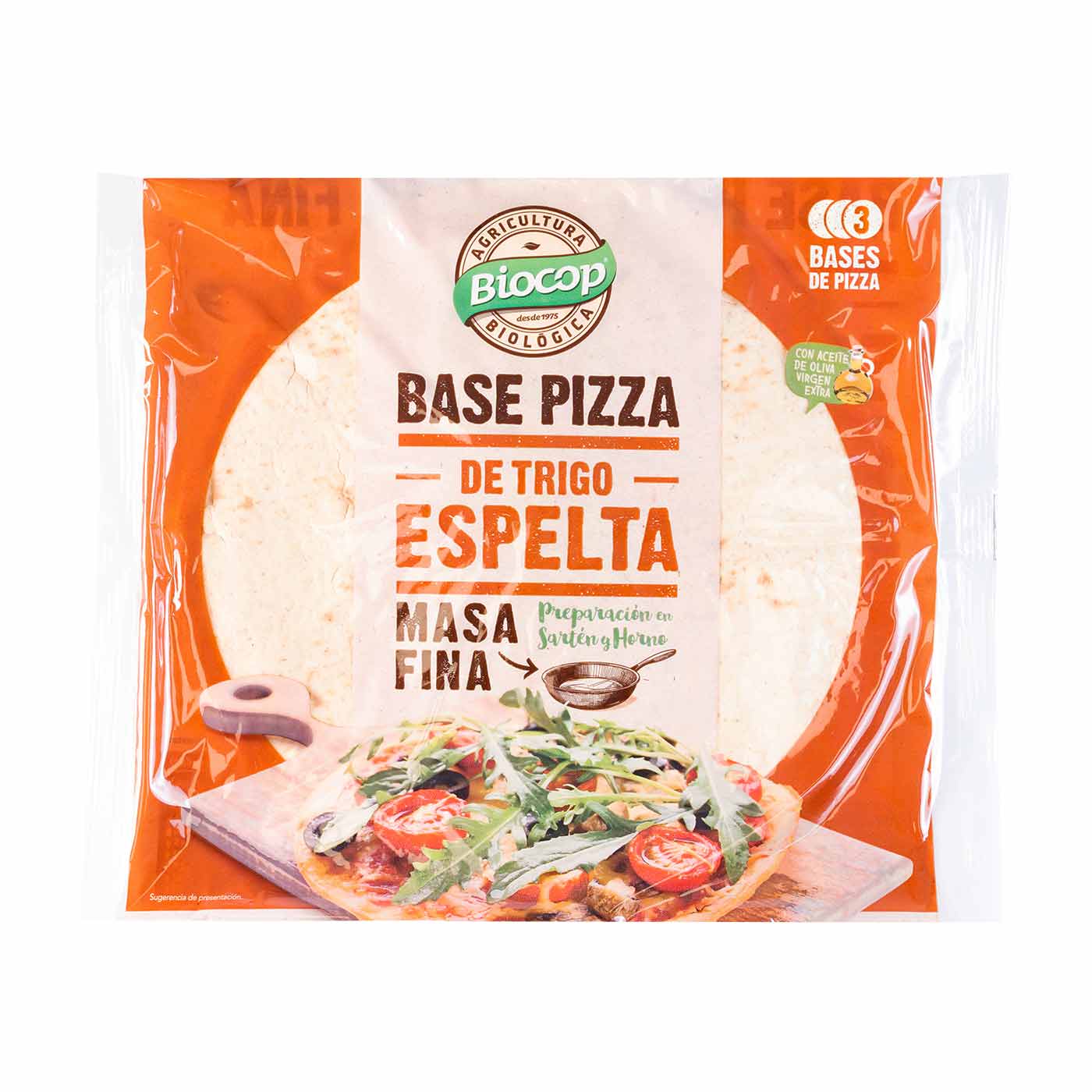 Bases de Pizza de Trigo Espelta Masa Fina 3ud Biocop