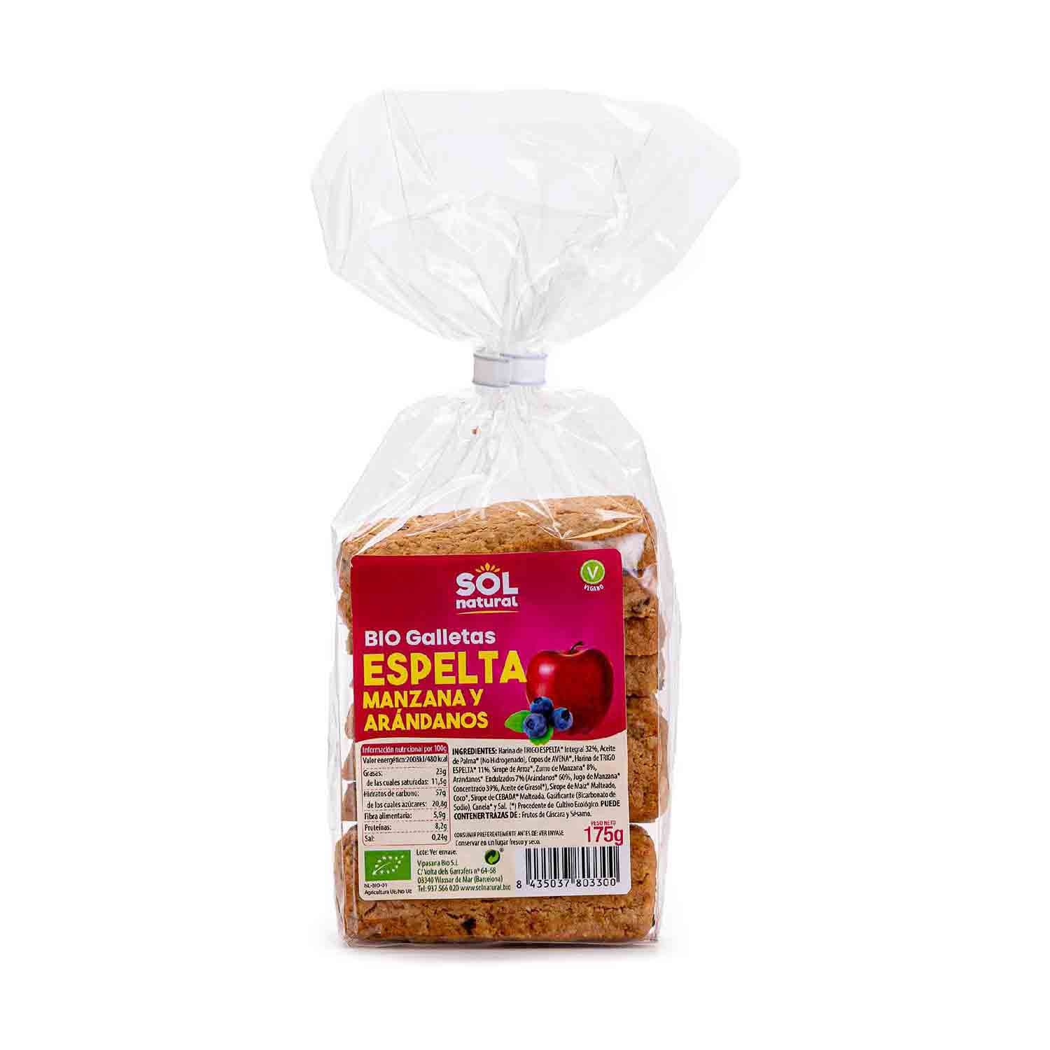 Galletas de espelta con manzana y arándanos 175g Sol Natural