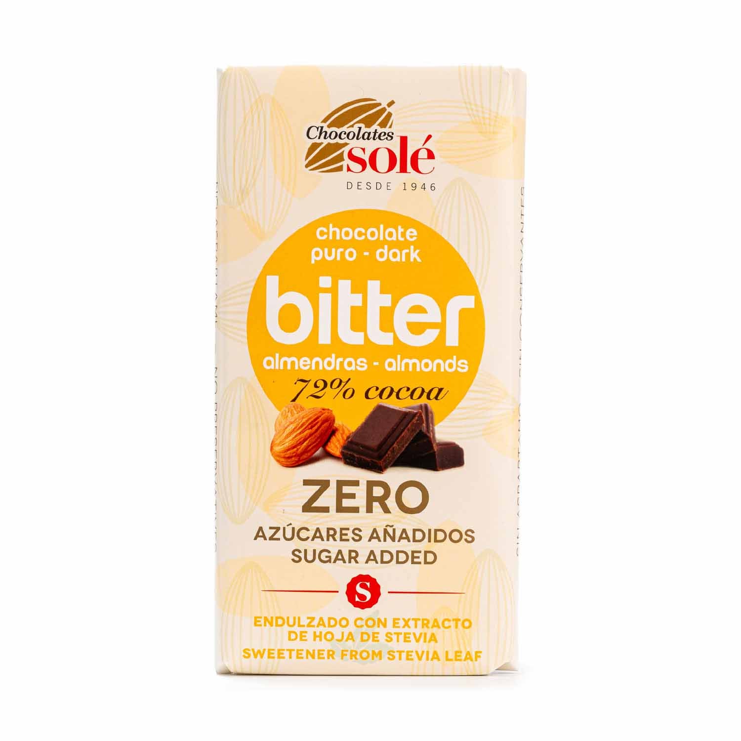 Chocolate 72% Cacao con Almendras y Stevia 100g Chocolate Solé