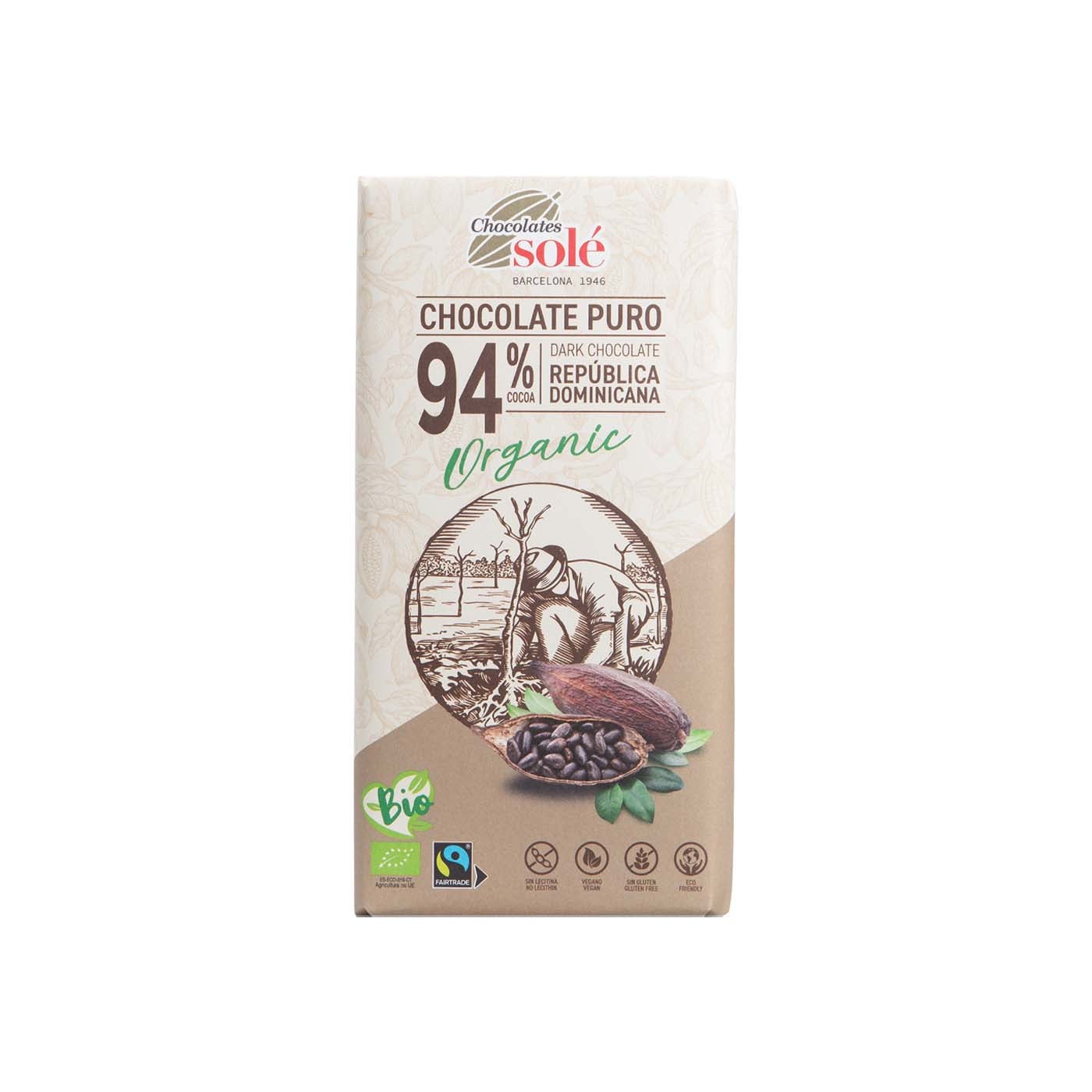 Chocolate Negro 94% Cacao 100g Chocolate Solé