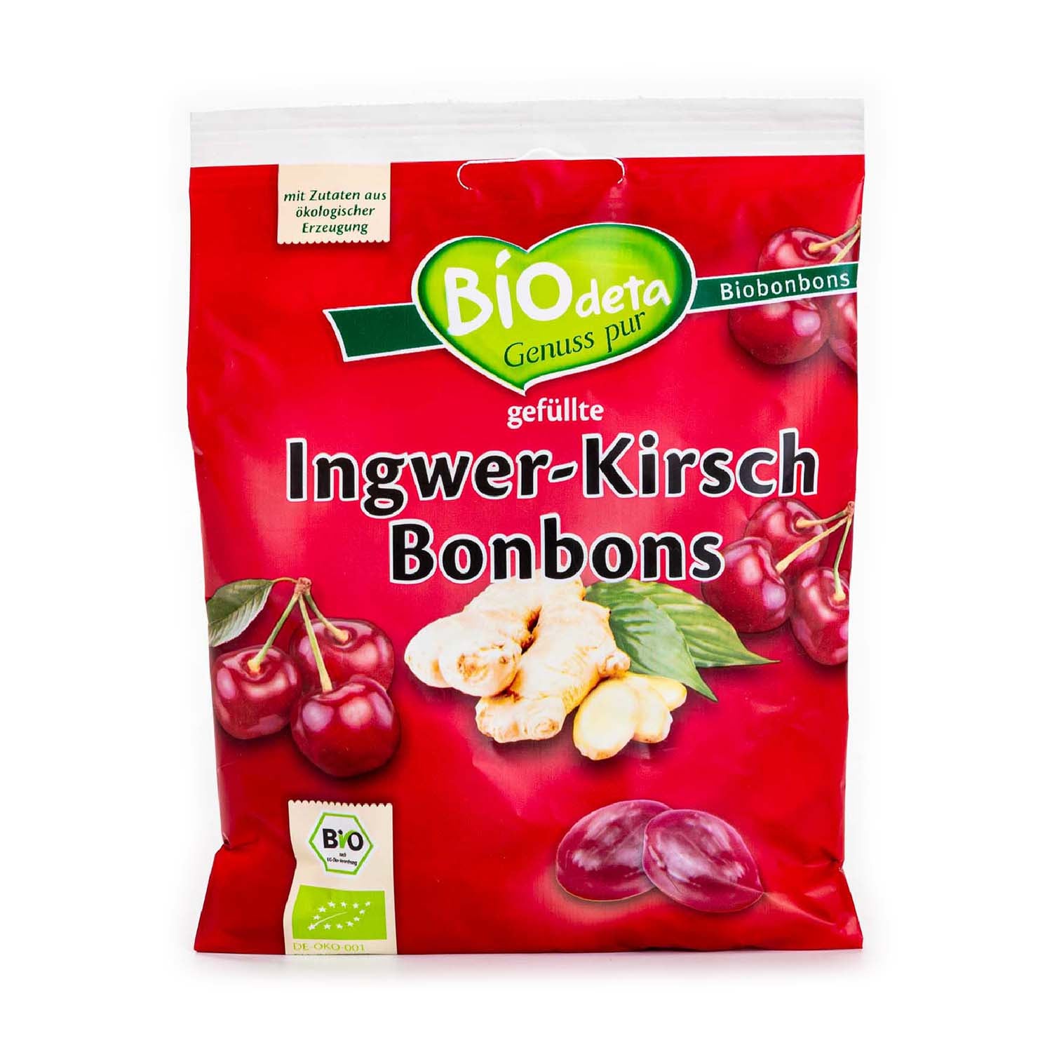 Caramelos Rellenos de Jengibre y Cereza 75g Biodeta