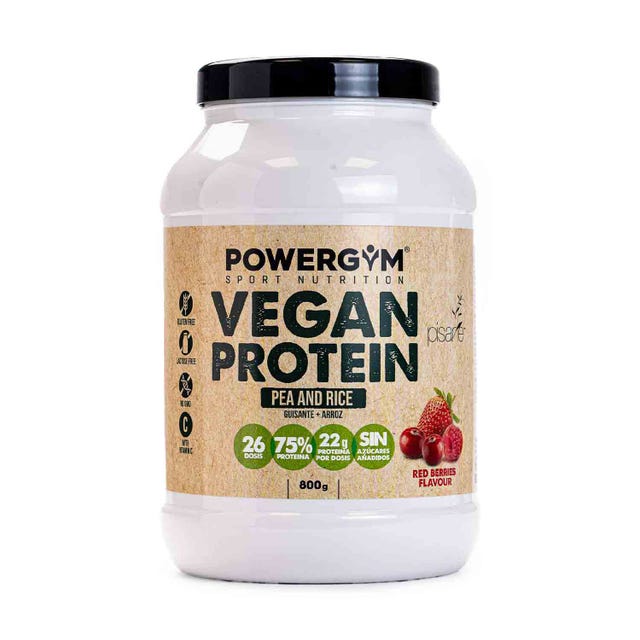 Proteína Vegana 75% con Sabor a Frutos Rojos 800g Powergym
