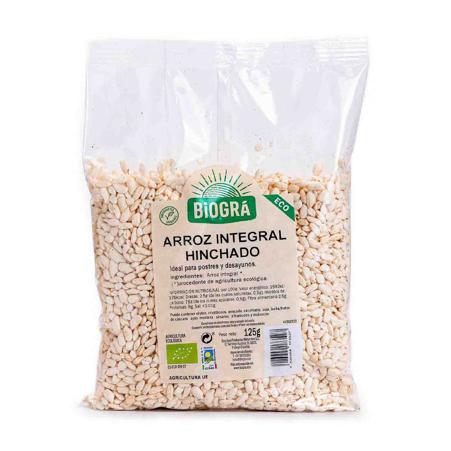 Arroz Integral Hinchado Sin Azúcar Y Sin Miel 125g Biográ