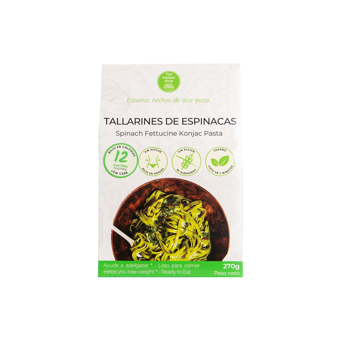 Tallarines Konjac Espinaca 270g The Konjac Shop