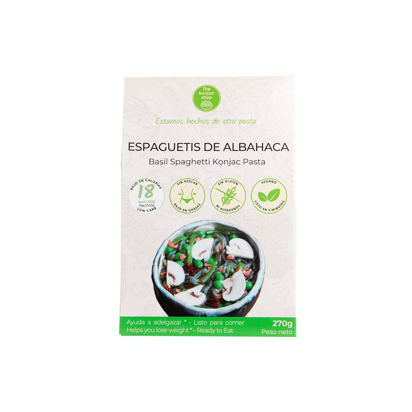 Espaguetis de Konjac con Albahaca 270g The Konjac Shop