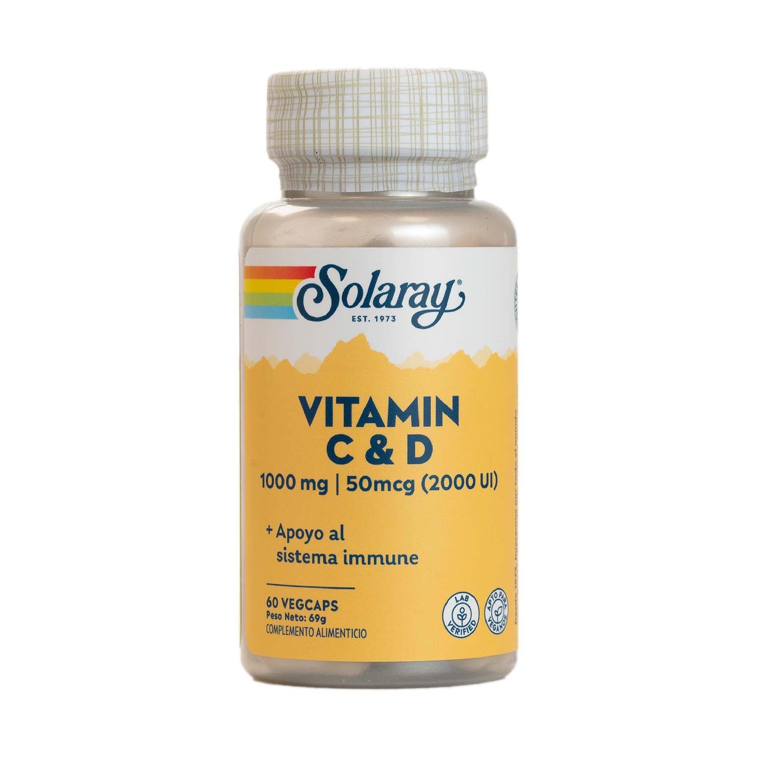 Vitamina C (1000mg) + D (2000ui) 200g Solaray