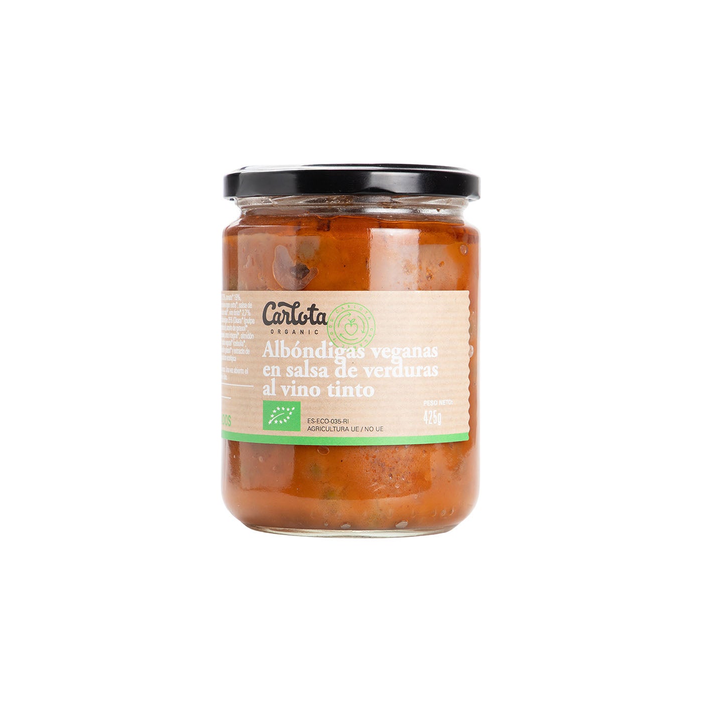 Albóndigas Veganas Salsa de Verduras y Vino Tinto 425g Carlota Organic