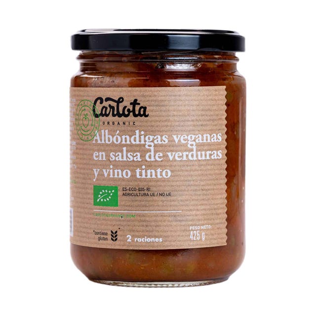 Albóndigas Veganas Salsa de Verduras y Vino Tinto 425g Carlota Organic