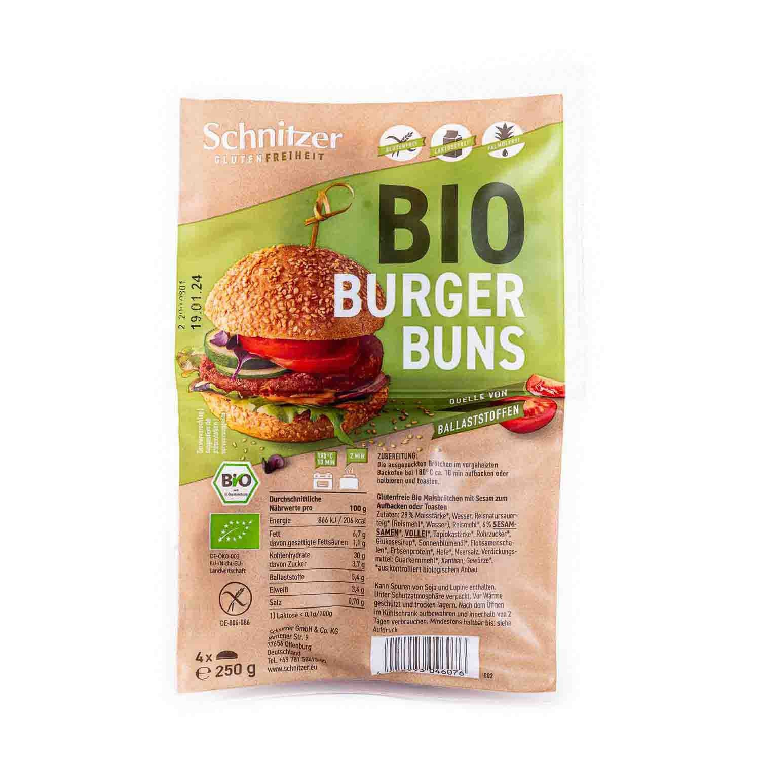 Panecillos de Hamburguesa Sin Gluten 250g Schnitzer