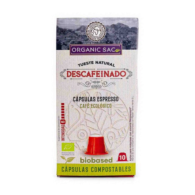 Café Espresso Descafeinado 10 cápsulas Organic Sac