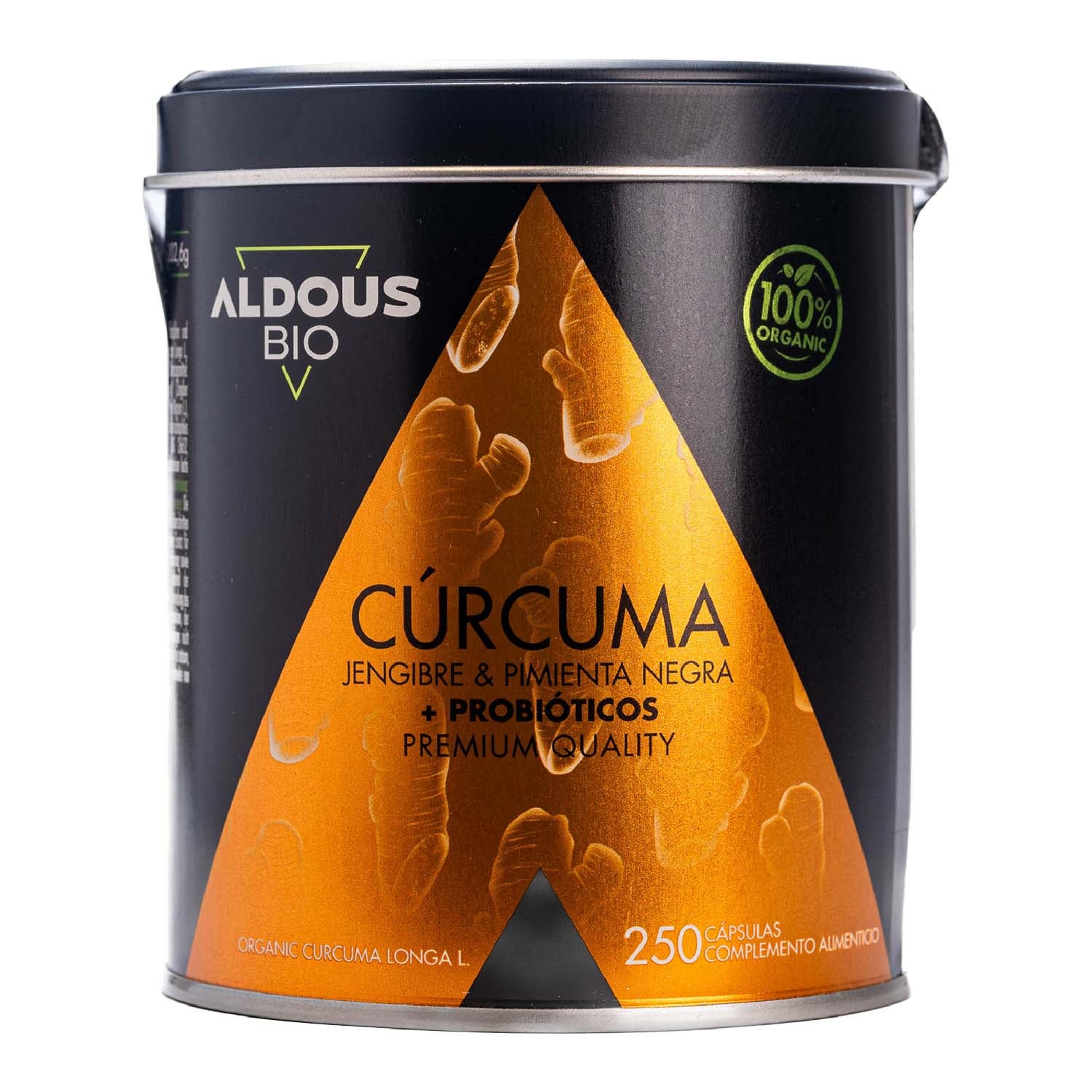 Cúrcuma con Jengibre y Pimienta Negra + Probióticos 250 cápsulas Aldous Bio