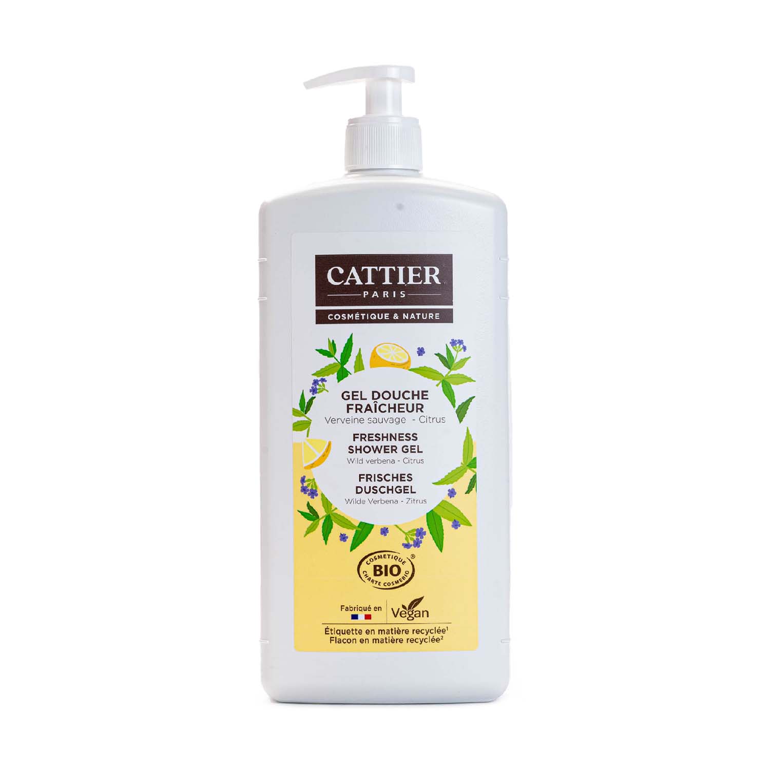 Gel de Ducha Refrescante Verbena Silvestre y Cítricos 1L Cattier