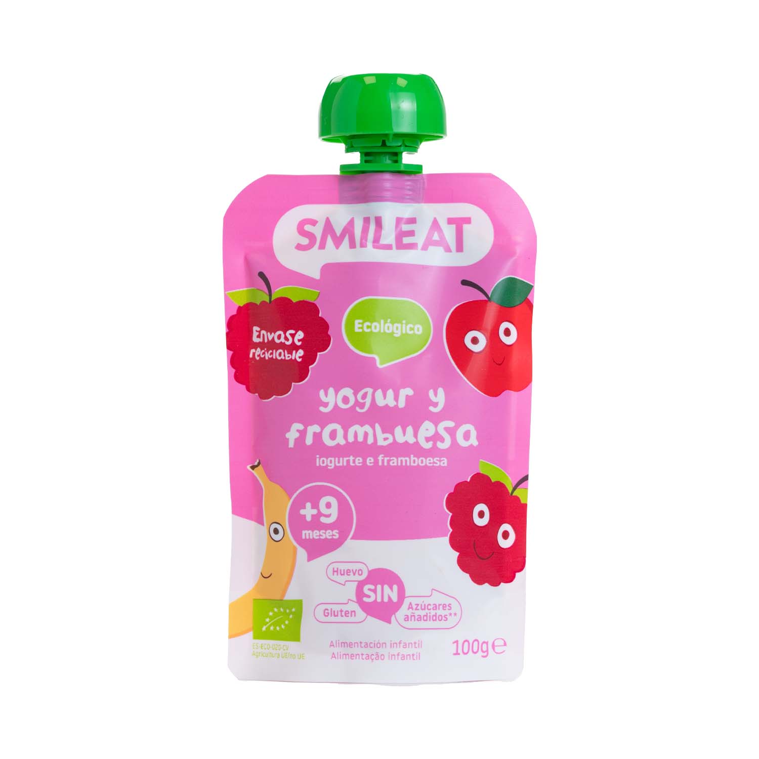 Pouch de Yogur y Frambuesa 100g Smileat
