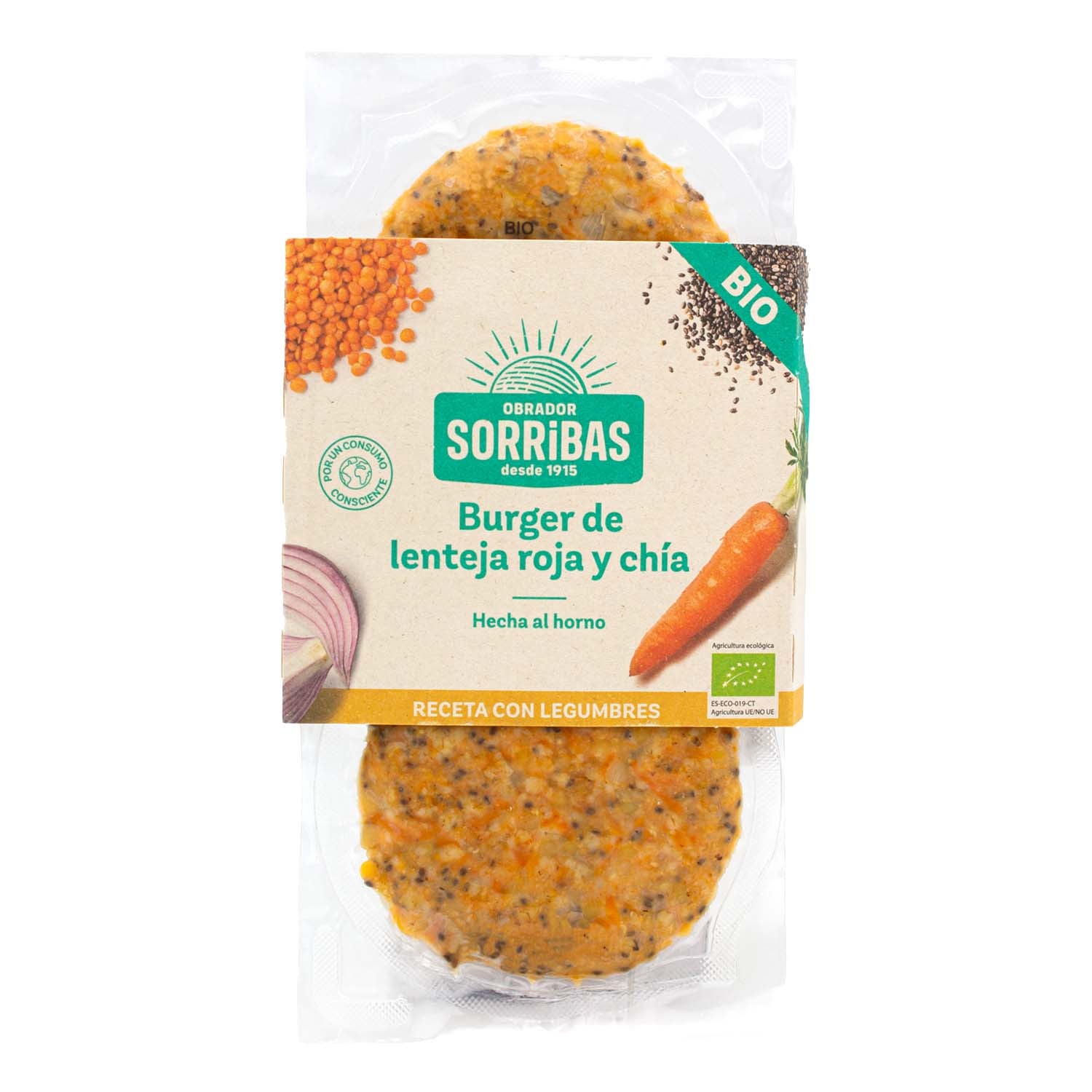 Burger de Verduras, Legumbres y Chía 160g Obrador Sorribas