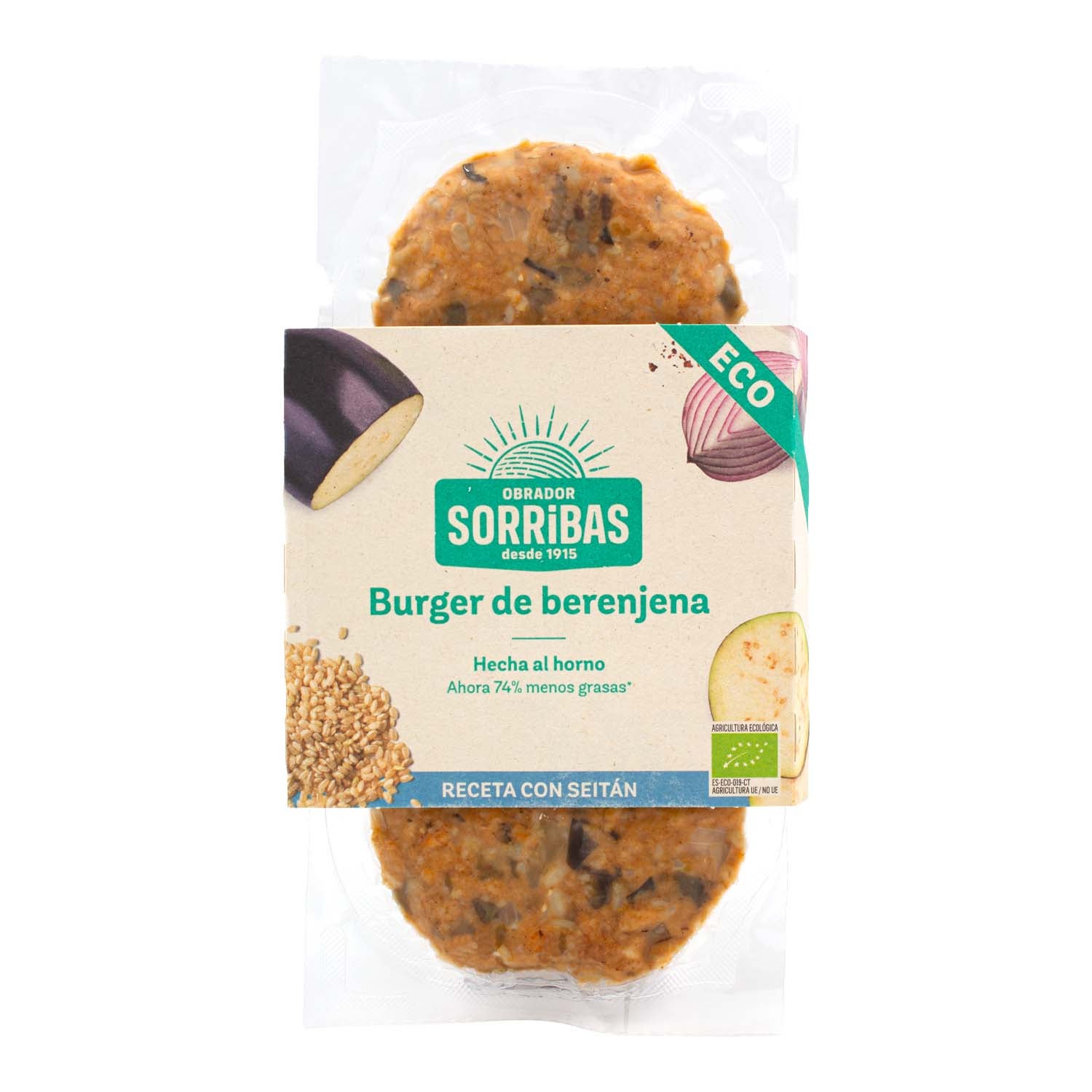 Burger Vegetal de Berenjena y Seitán 160g Obrador Sorribas