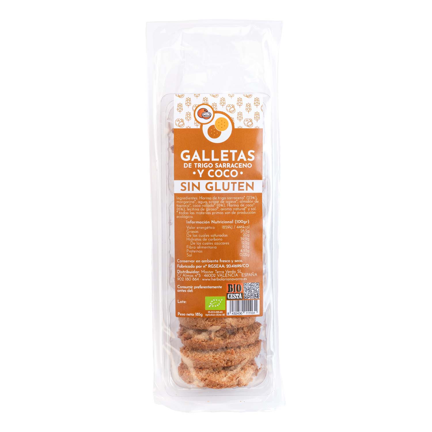 Galletas con Trigo Sarraceno y Coco sin Gluten 185g Bio Cesta