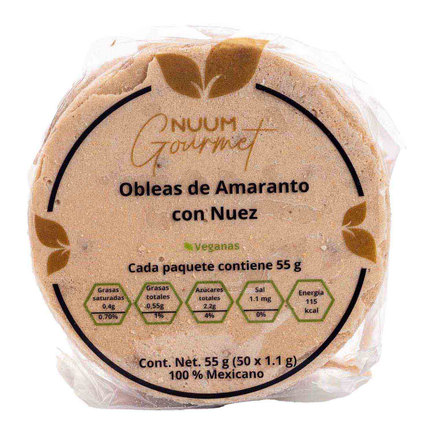 Obleas de Amaranto con Nueces Pecanas 60g Nuum