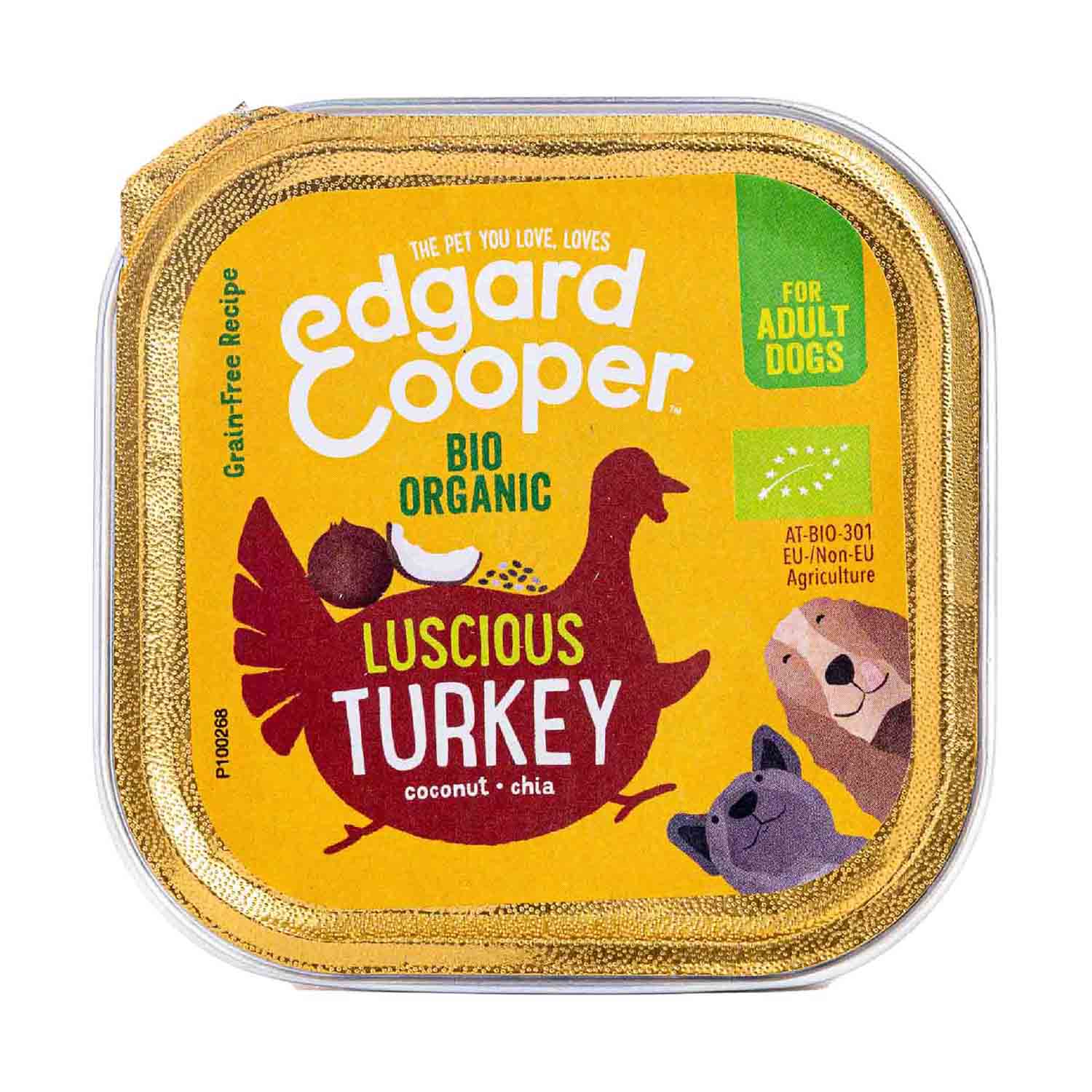 Comida Húmeda Perros con Pavo, Coco y Chía 100g Edgard Cooper