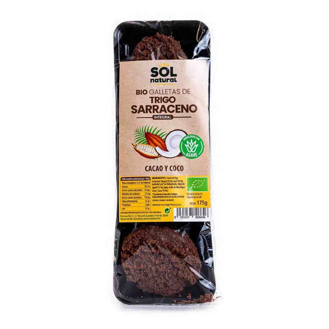 Galletas de trigo Sararceno de Coco y Cacao 175g Sol Natural