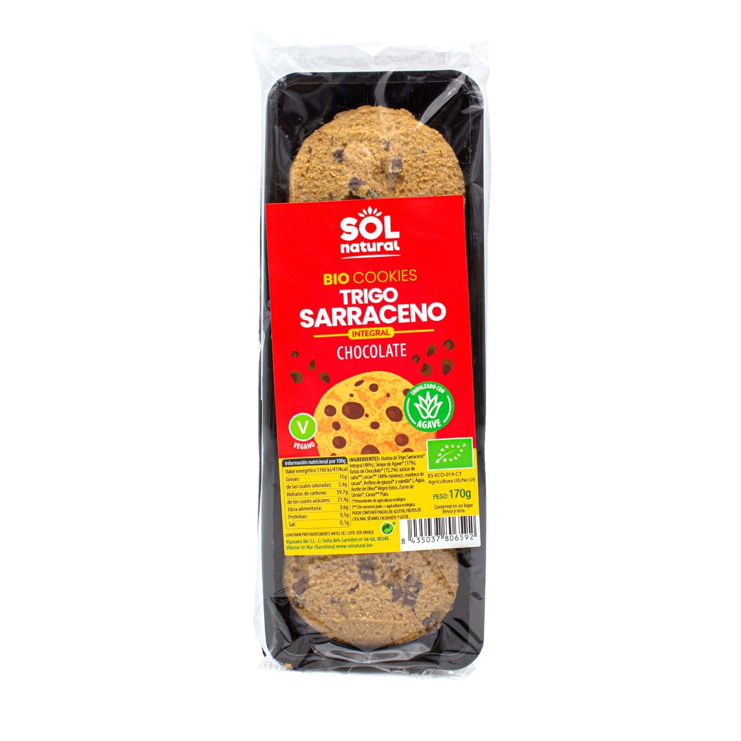 Cookies de Trigo Sarraceno con Chocolate 170g Sol Natural