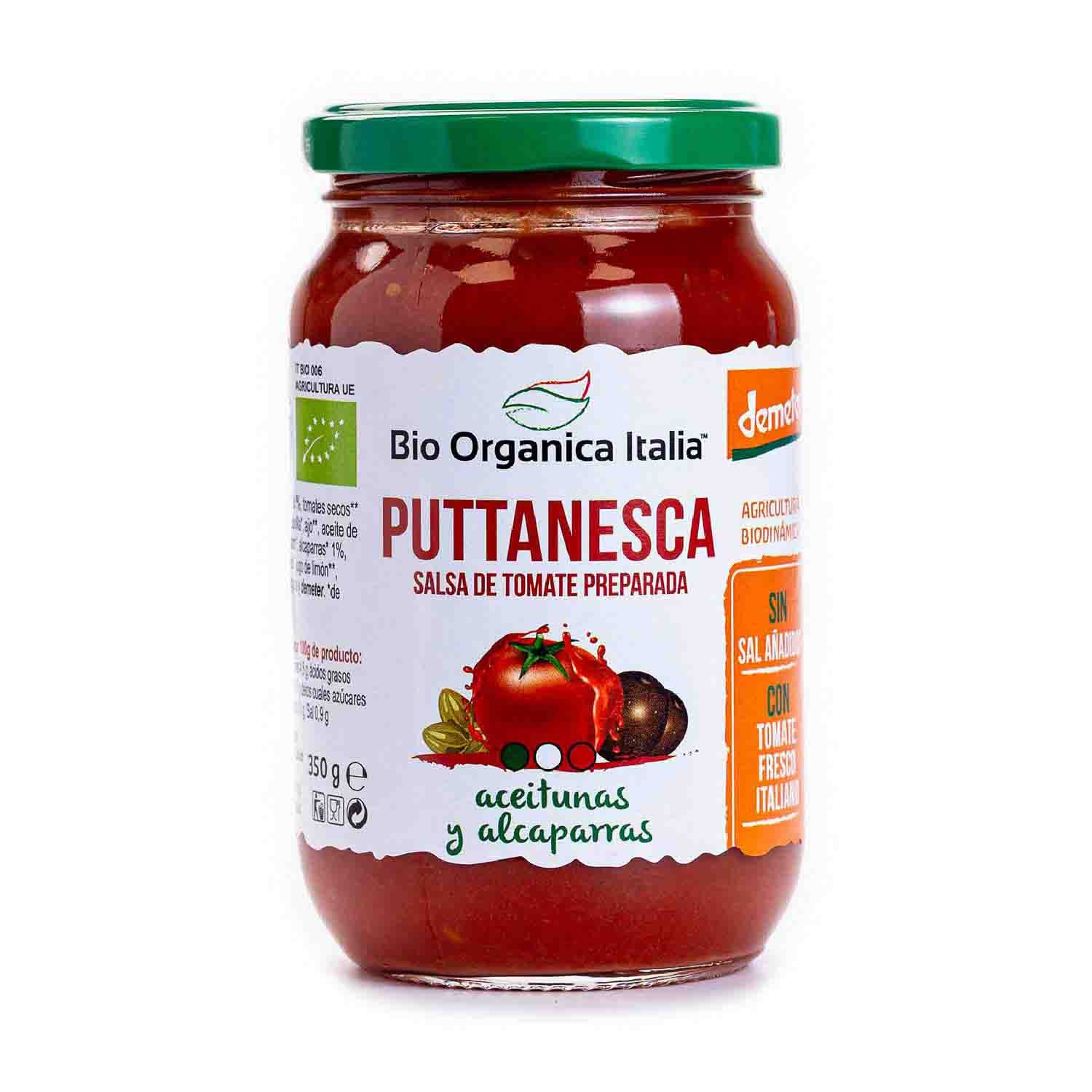 Salsa de Tomate Puttanesca con Aceitunas y Alcaparras 325g Bio Orgánica Italia