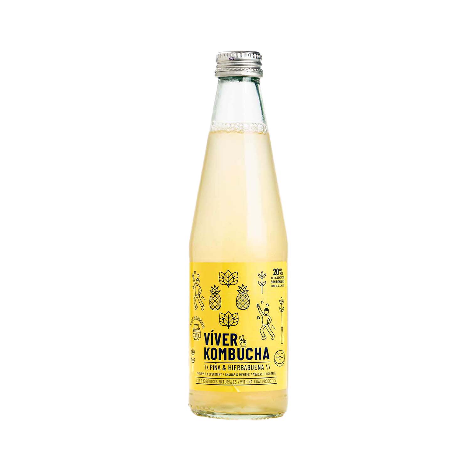 Kombucha "Tropical" de Piña Y Hierbabuena 330ml Víver Kombucha