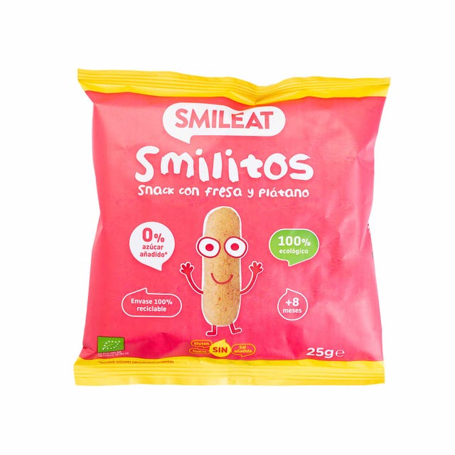 Gusanitos Ecológicos de Fresa y Plátano "Smilitos" 25g Smileat