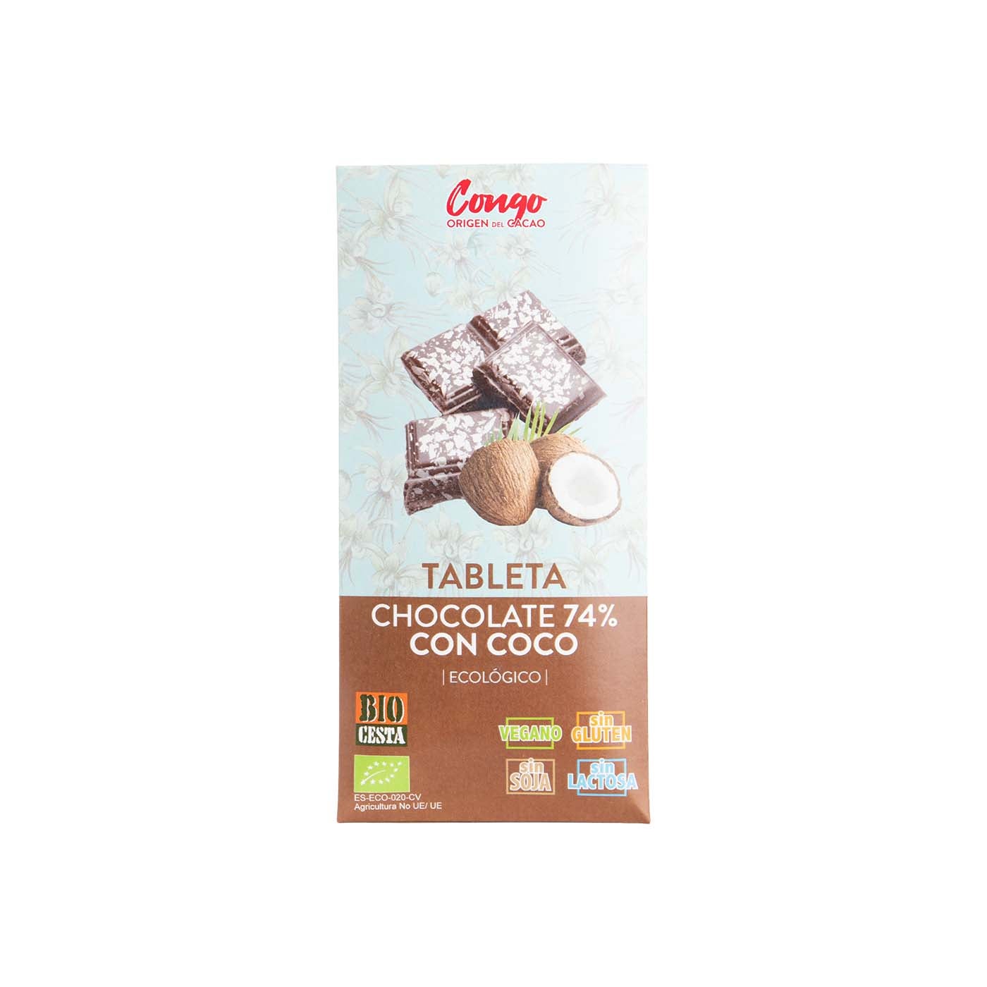 Chocolate Negro 74% Vegano con Coco 70g Bio Cesta