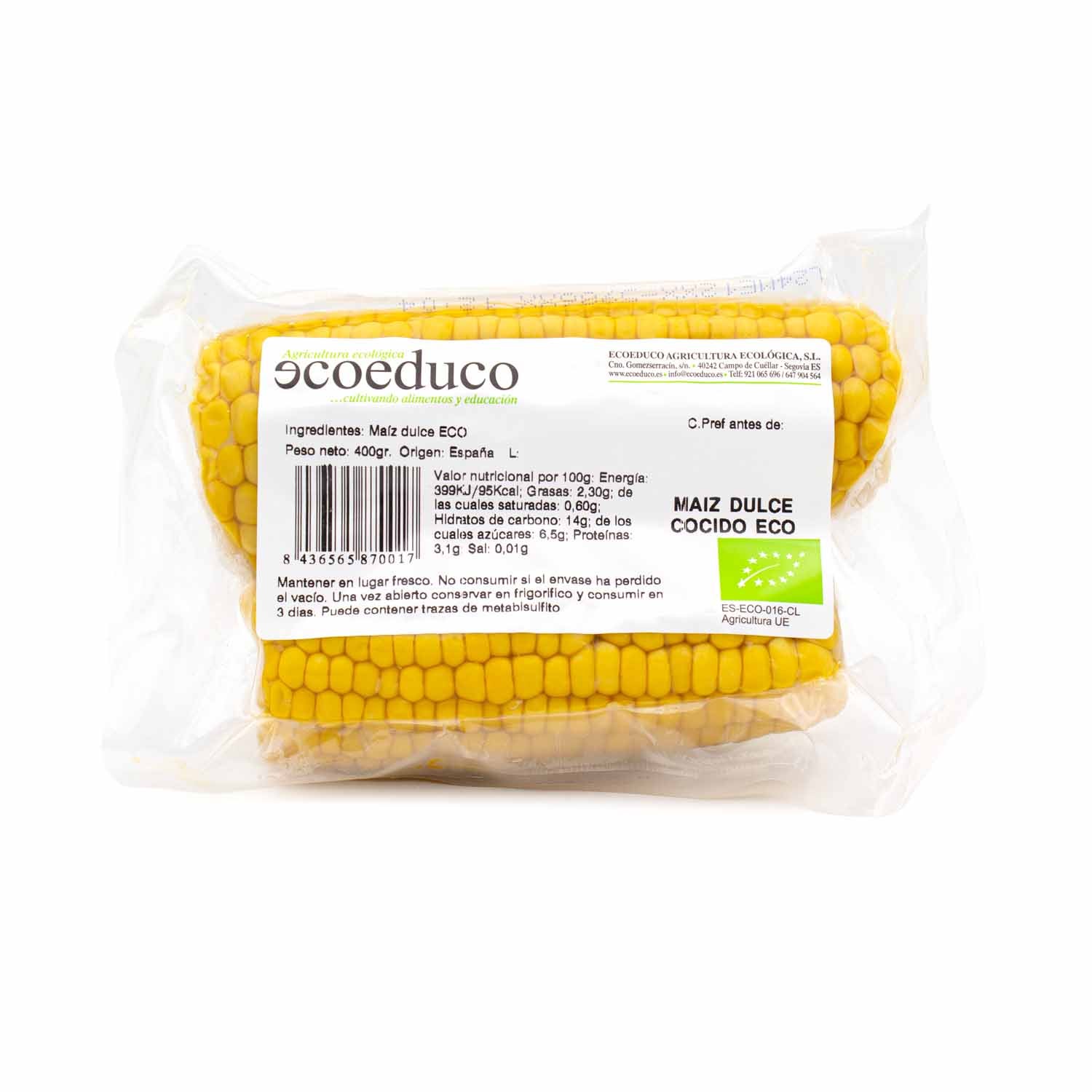 Maíz Cocido Bio 400g Ecoeduco