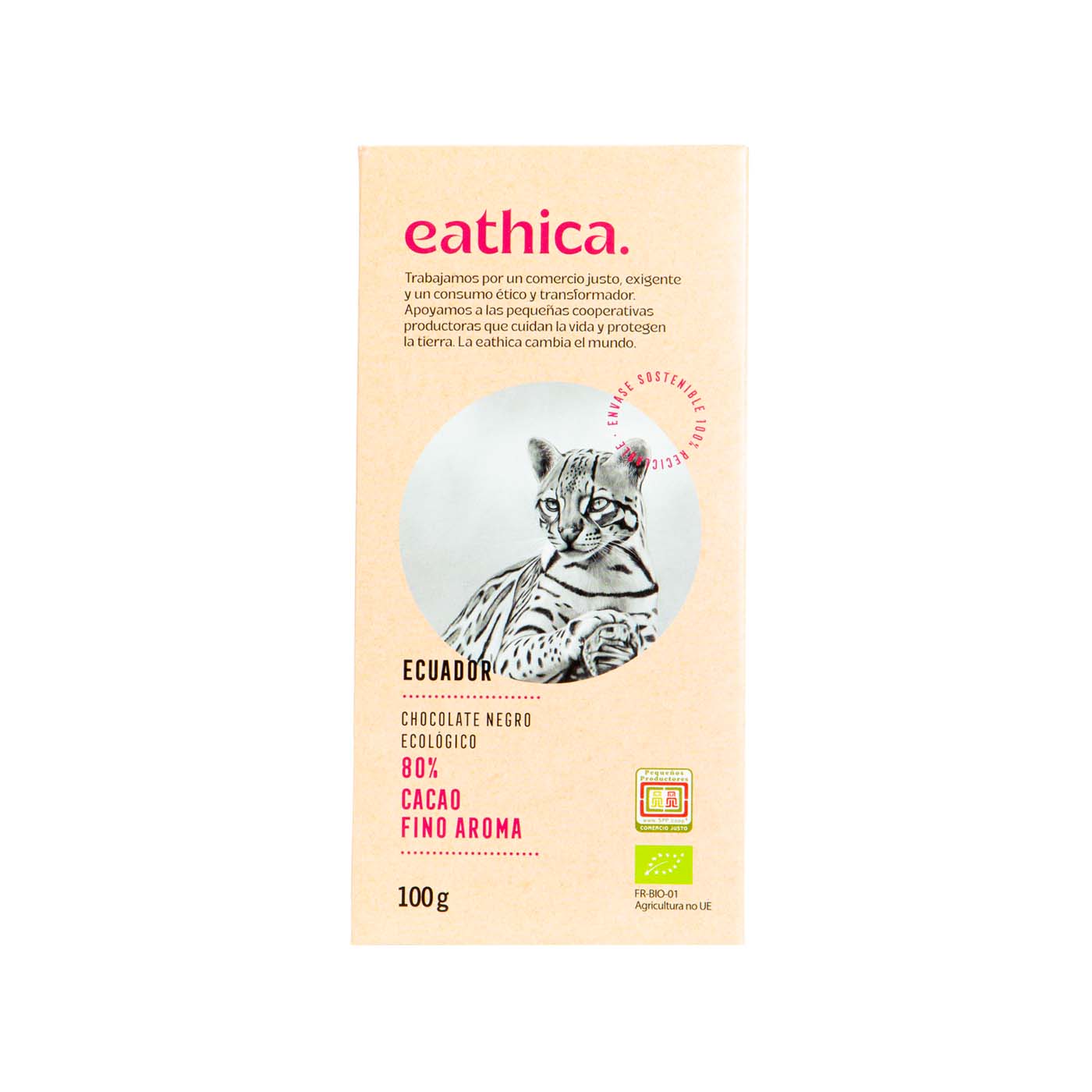 Chocolate Negro 80% Cacao de Ecuador 100g Ethiquable