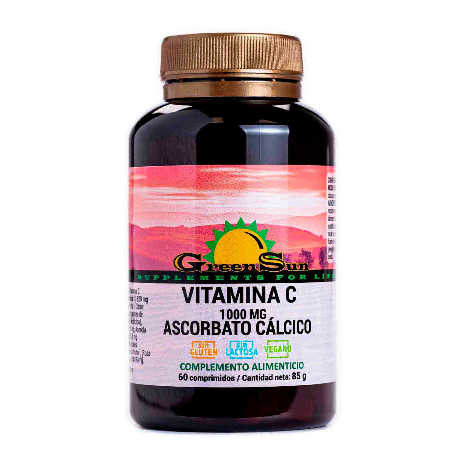 Vitamina C 1000mg Ascorbato de Calcio 60comp Green Sun