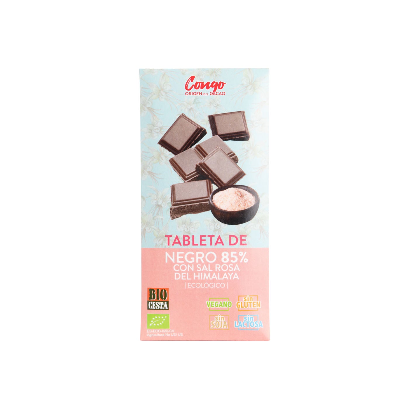 Chocolate Negro 85% Vegano con Sal Rosa del Himalaya 70g Bio Cesta