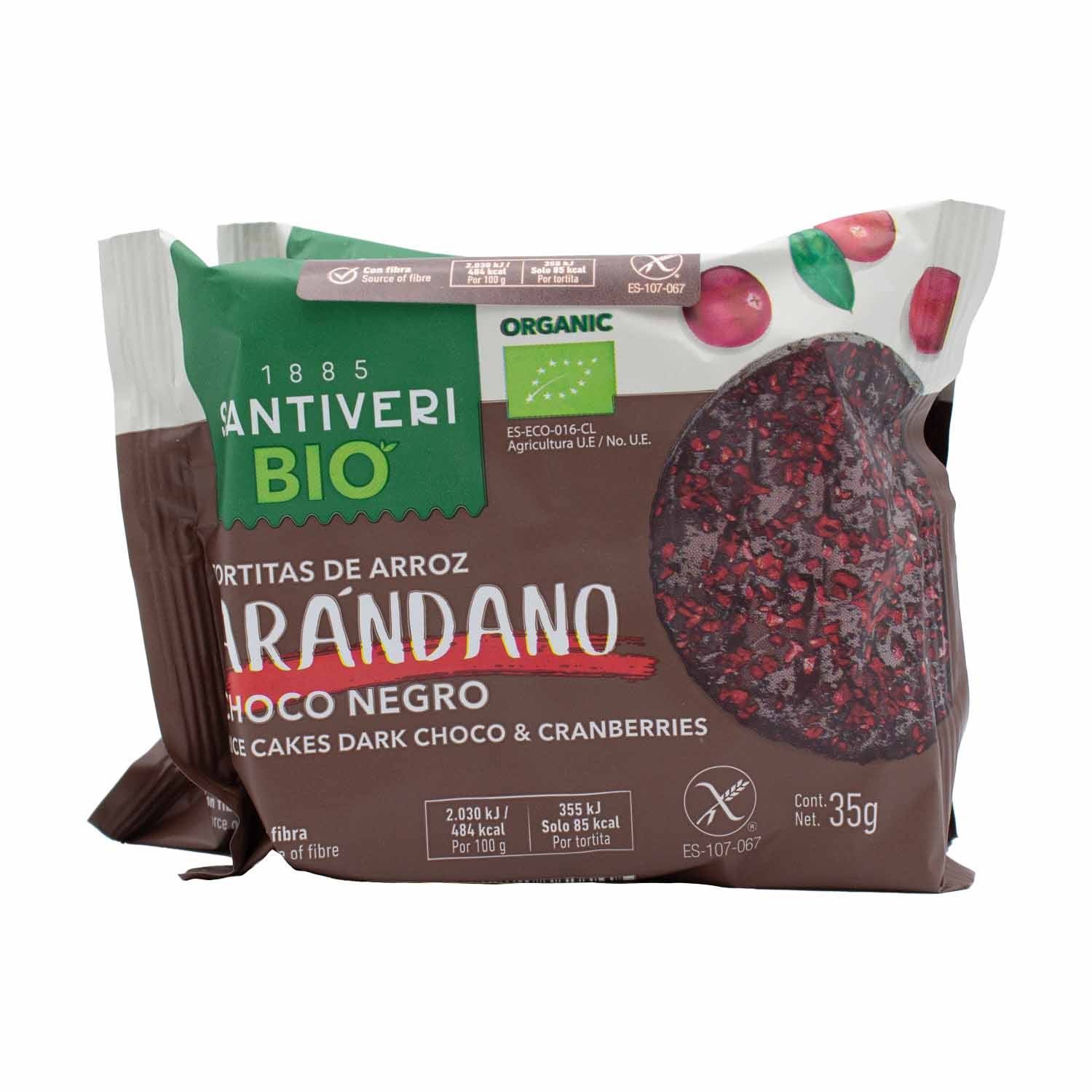 Tortitas de Arroz Integral con Arándanos pack 2x3 unid 105g Santiveri