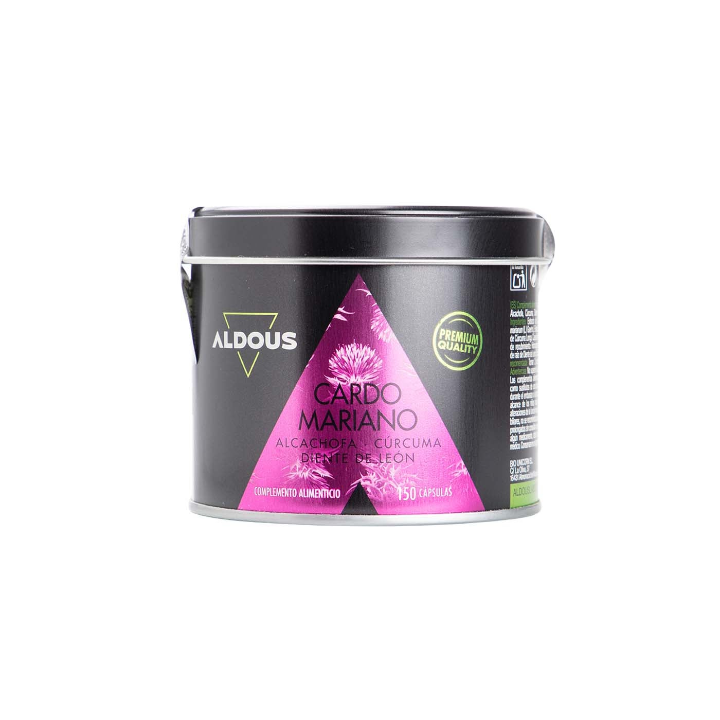 Cardo Mariano con Alcachofa Cúrcuma y Diente de León 150 cápsulas Aldous Bio